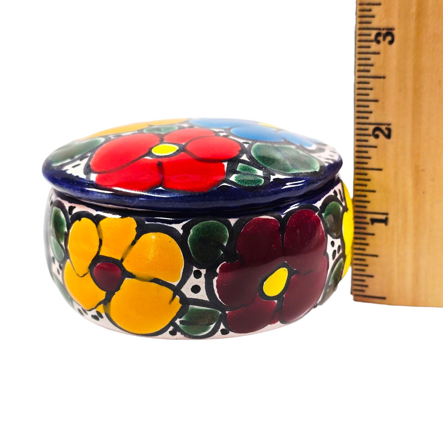 Talavera Jewelry Box Mexican Pottery Trinket Box Vibrant Colors Hand-Painted