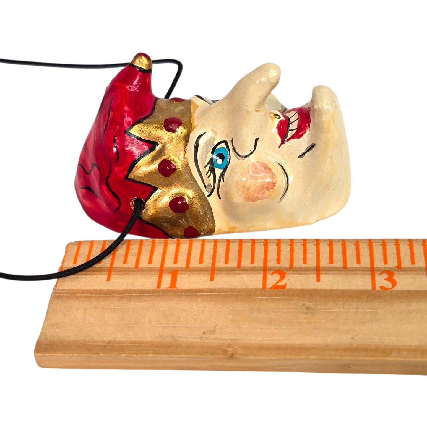 Vintage 1987 Arbaiza Signed Ceramic Jester Mask Ornament Hand Painted Harlequin