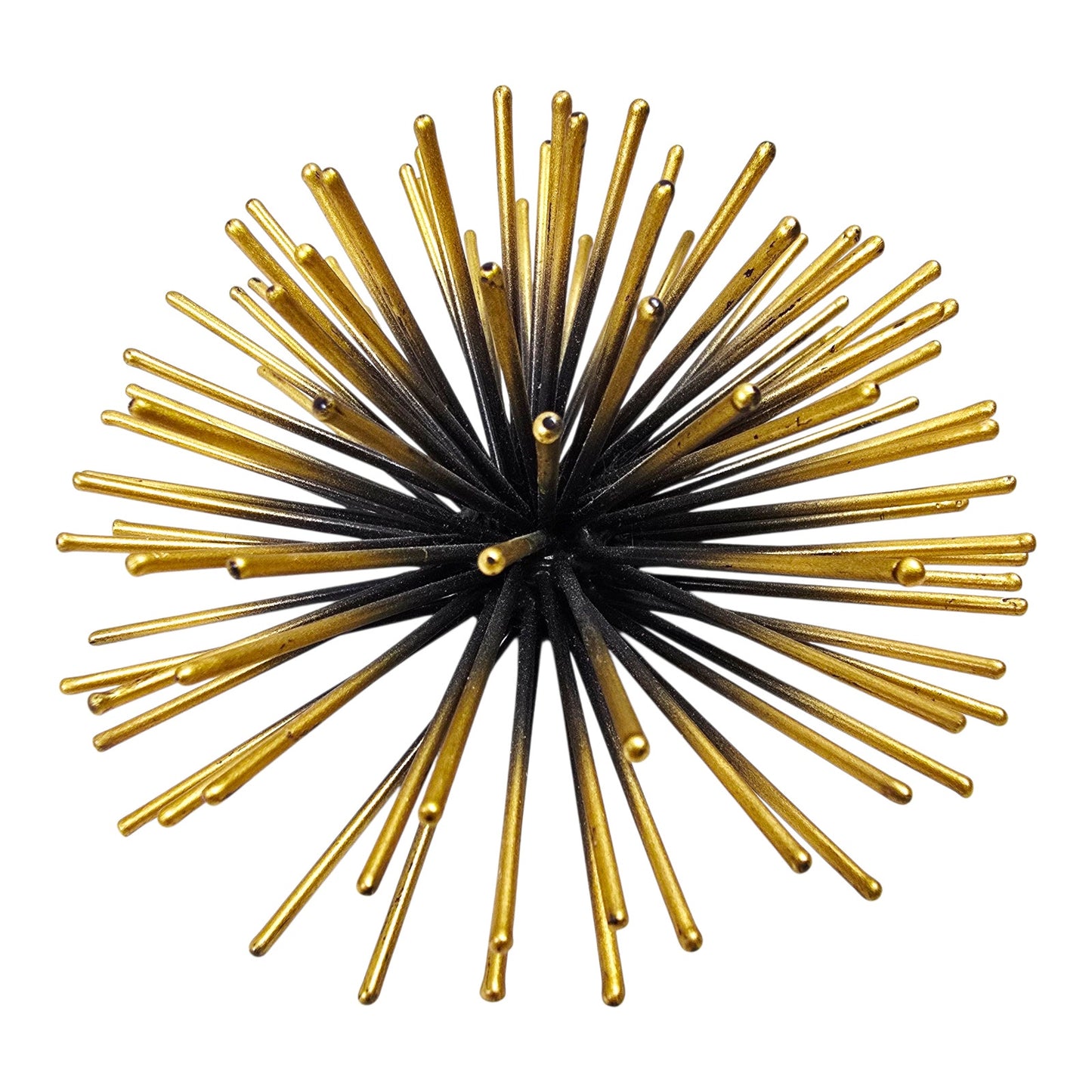 MCM Style Gold & Black Atomic Starburst Business Card Holder Sea Urchin Wall Art