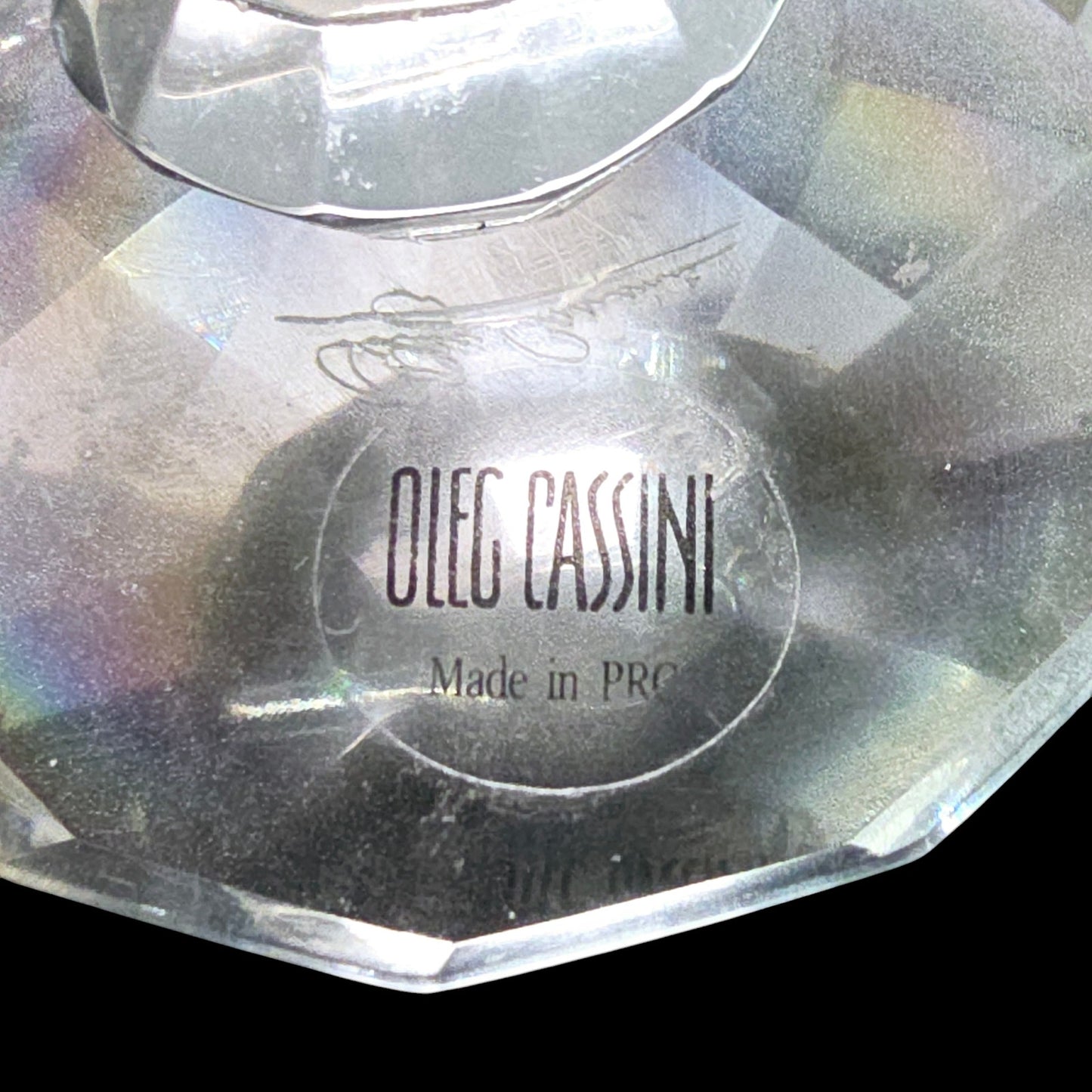 Set of 2 Oleg Cassini Crystal Pillar Candle Holders, Flaw