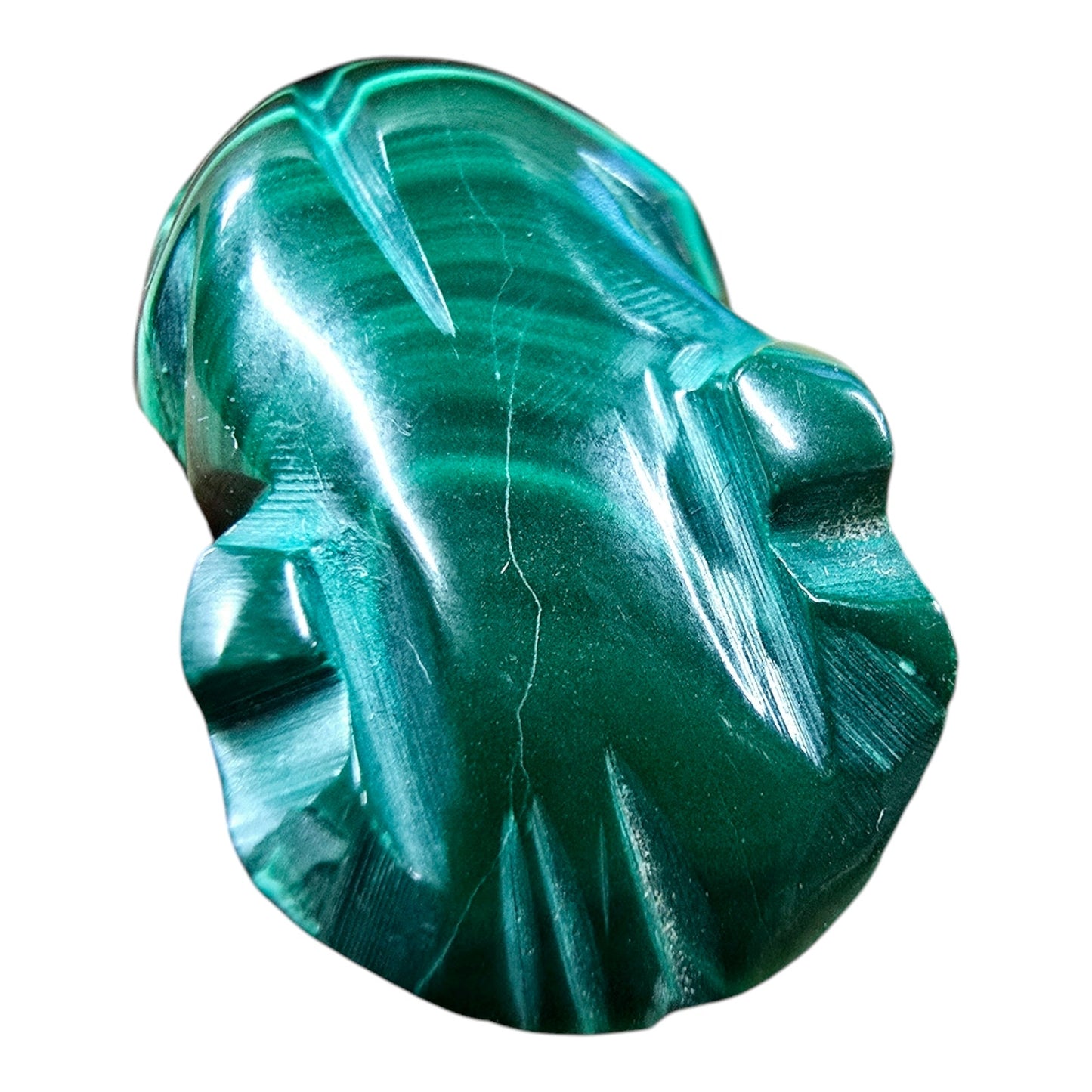 Vintage Tiny Malachite Frog Figurine FLAW, See details