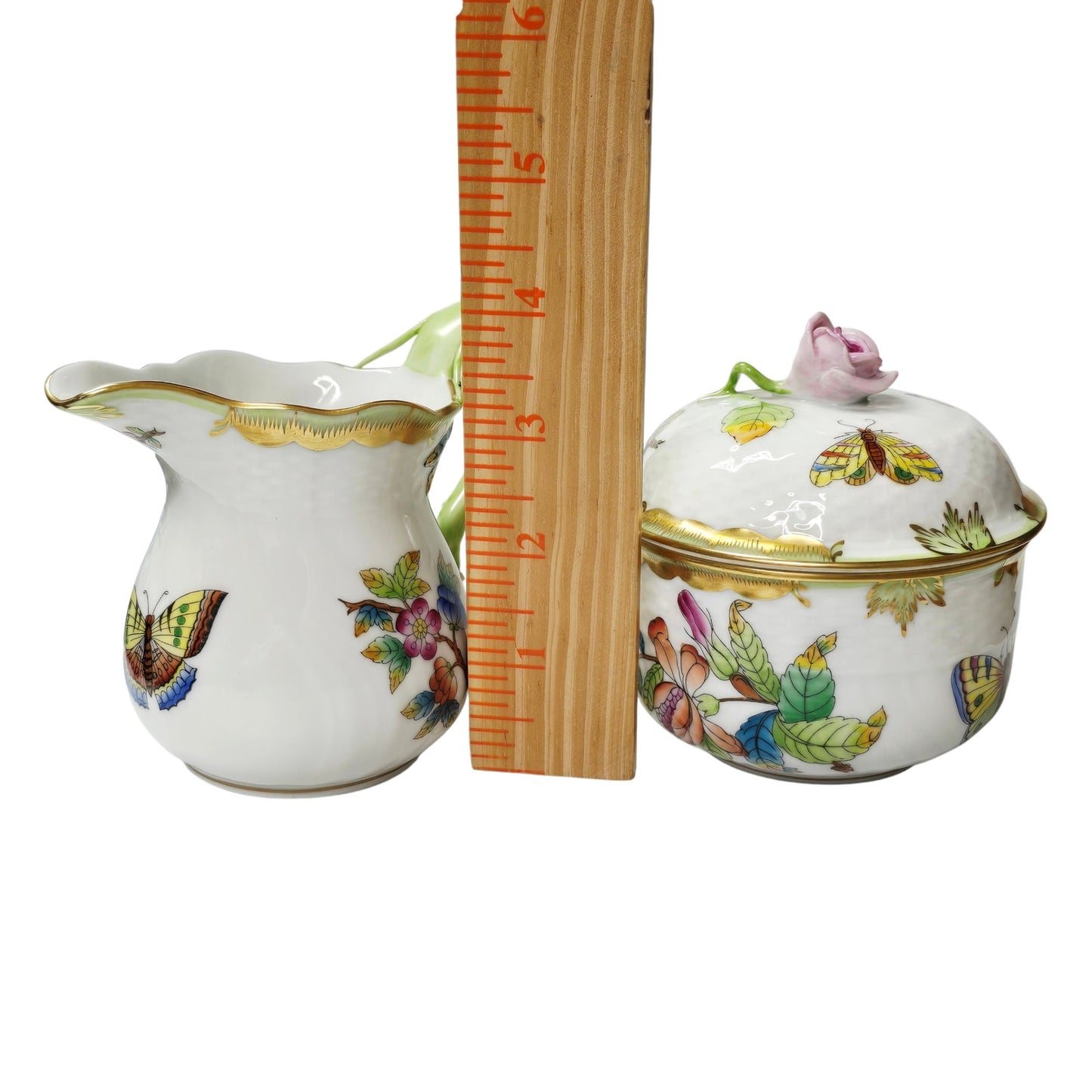 Herend Queen Victoria VBO 4-Pc Set - Pot, Tray, Creamer, Lidded Sugar - 24k Gold