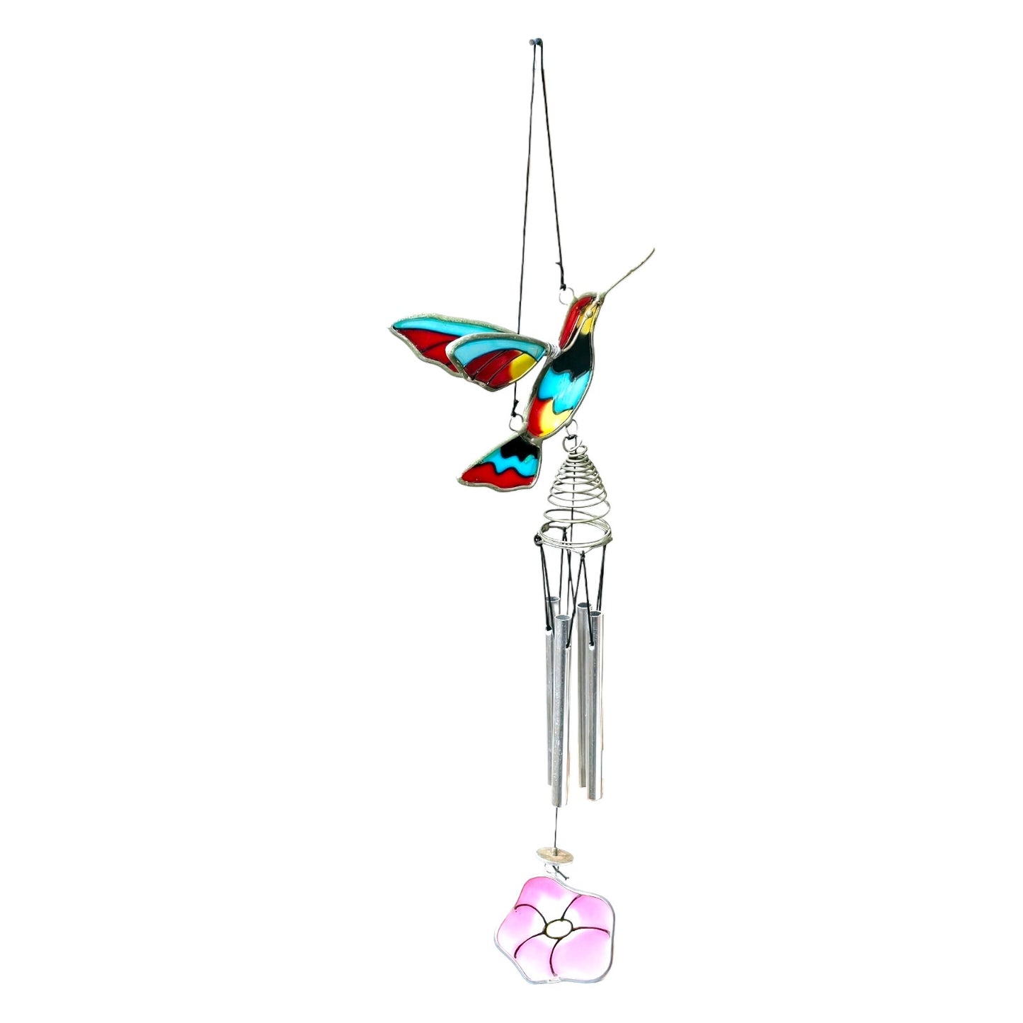 Stained Glass Hummingbird Suncatcher with Flower Bird Decor Window Hanging