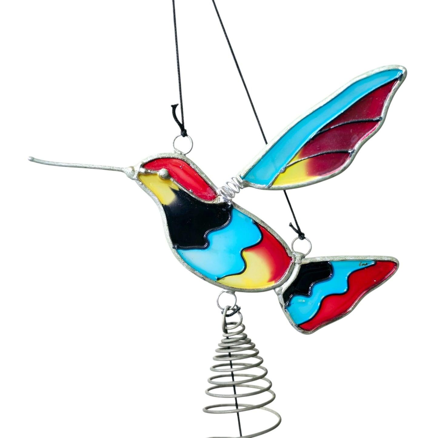 Stained Glass Hummingbird Suncatcher with Flower Bird Decor Window Hanging