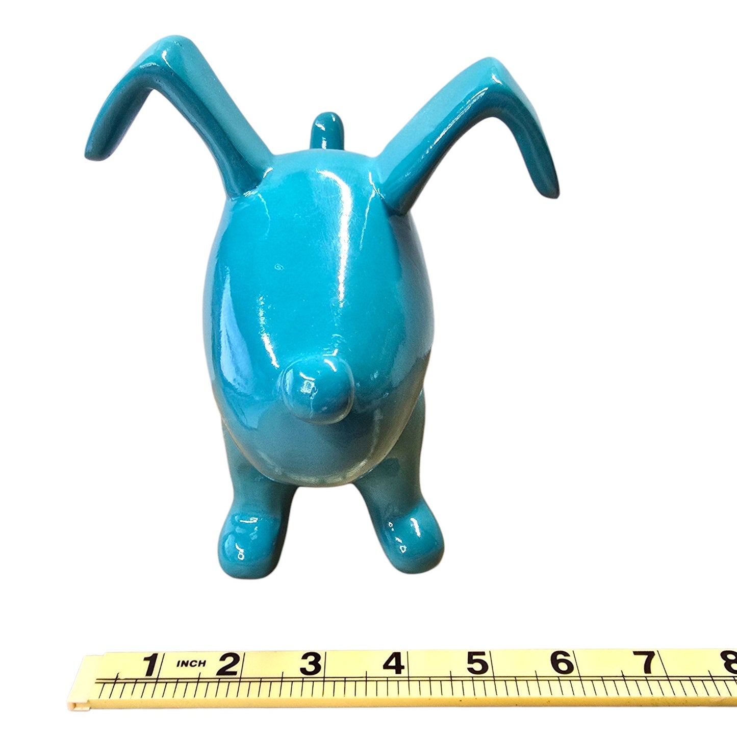 Modern Ceramic Dog Figurine Blue Glossy Pop Art Style Safe Paint 9" Home Decor