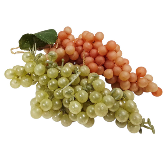 Faux Grapes Green & Red Artificial Fruit Rubber Plastic Fruit Bowl Farmhouse