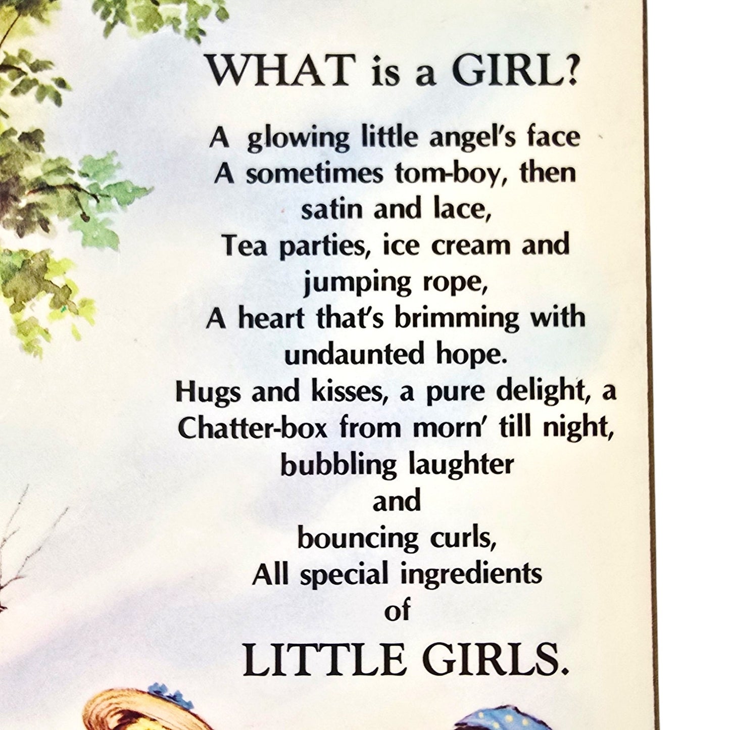 Vtg Little Girls Living Quotes What is a Girl Wall Plaque 1979 Russ Berrie USA
