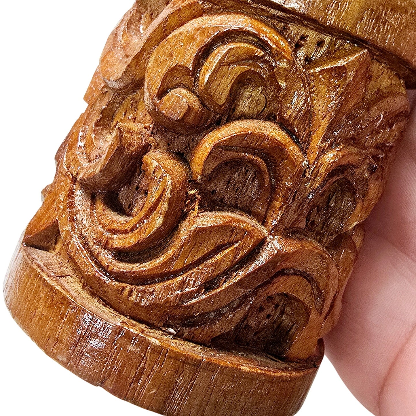 Vtg Hand Carved Wooden Candle Holder Rococo Baroque Style Rustic Boho Decor Wabi Sabi