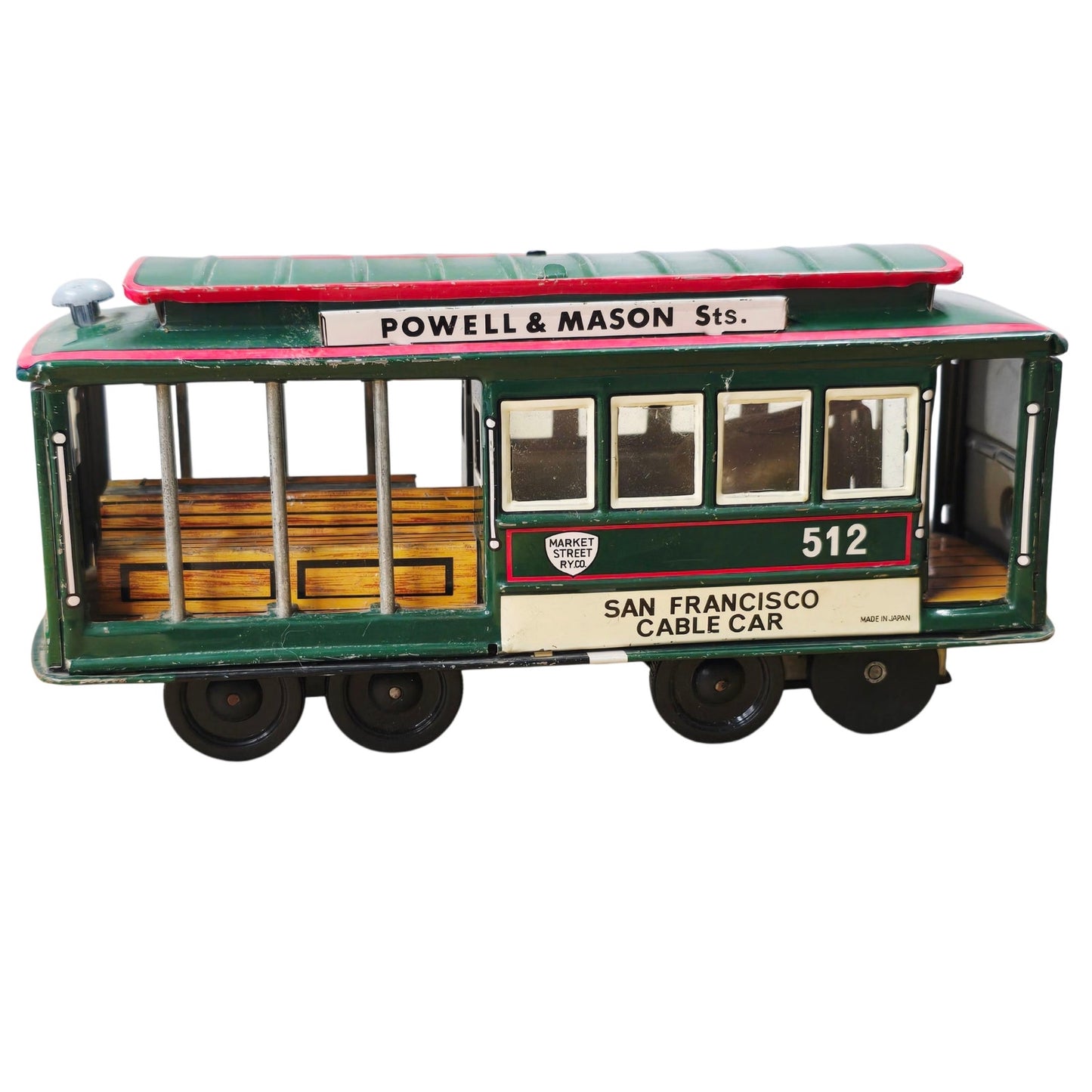 Vtg Tin Litho San Francisco Cable Car 512 Toy Japan Friction Bell
