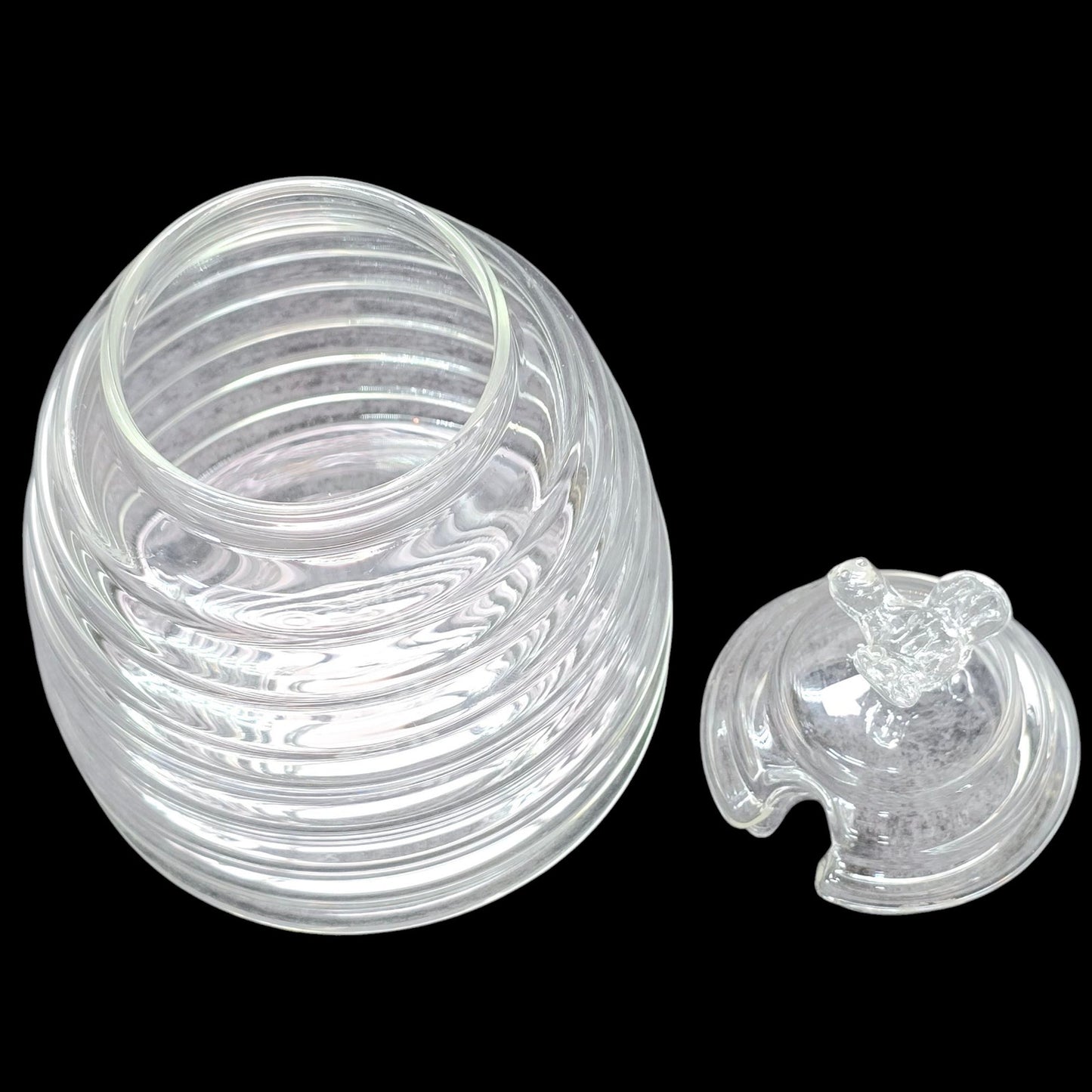 Market Square Clear Glass Honey Jar with Glass Bee Finial