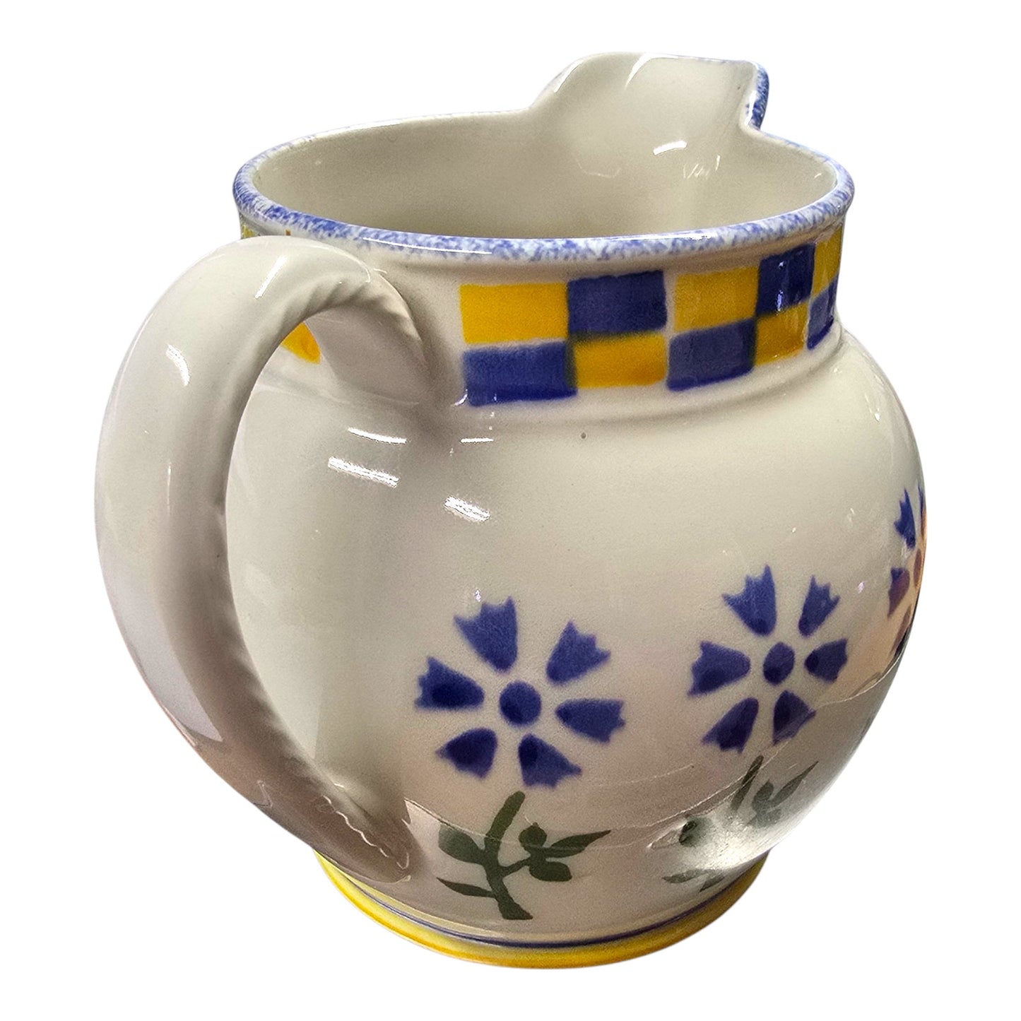 Vtg Laura Ashley Annabel Pitcher 32oz Hand Decorated England Farmhouse Chic Grandmillennial Decor Yellow Blue