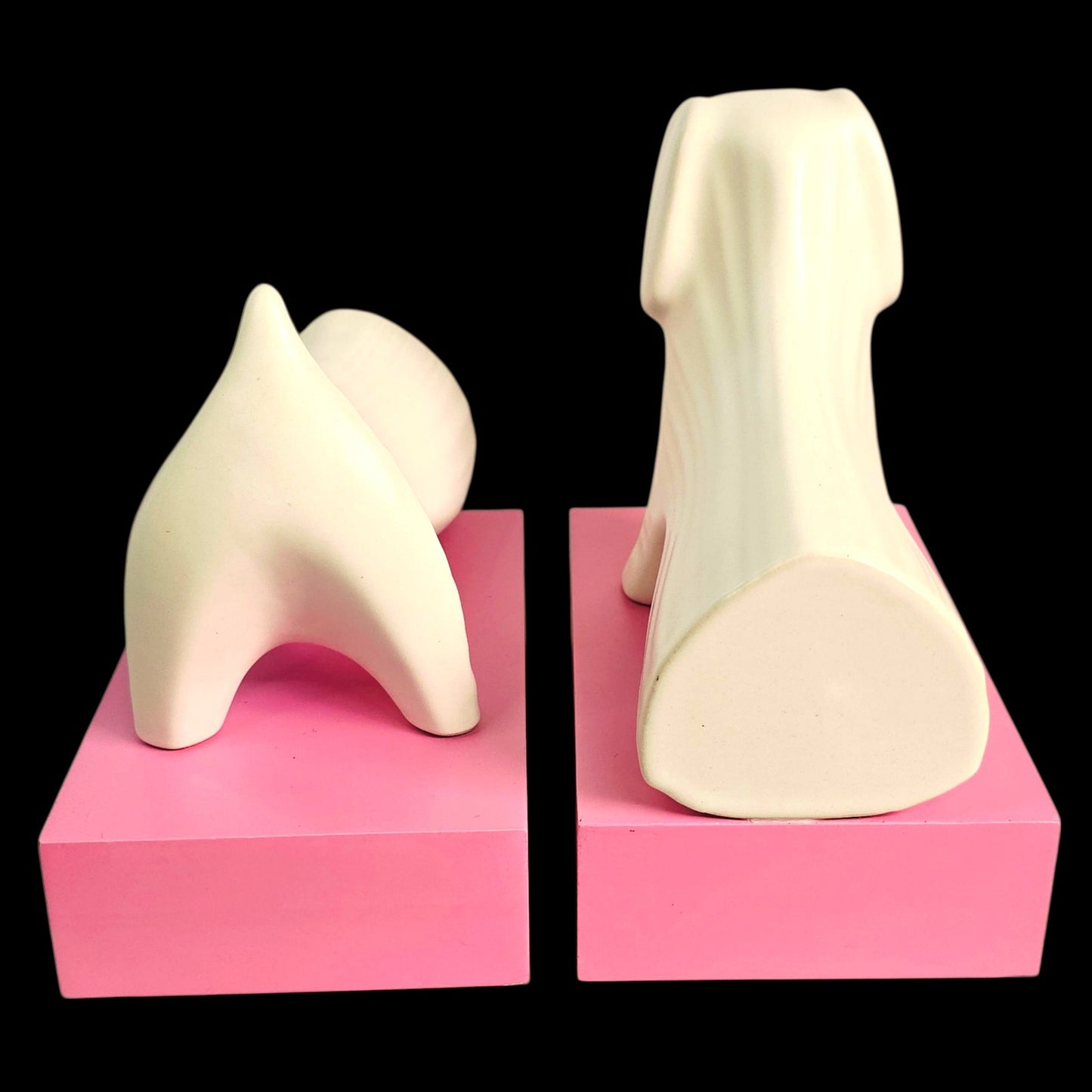 Jonathan Adler Dachshund Bookends Pink & White 2-Pc Menagerie Handmade in Peru