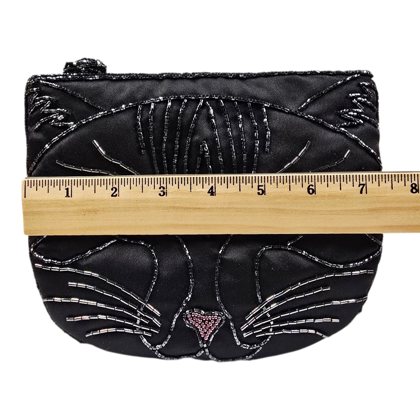 Vintage Genie Black Cat Beaded Change Purse