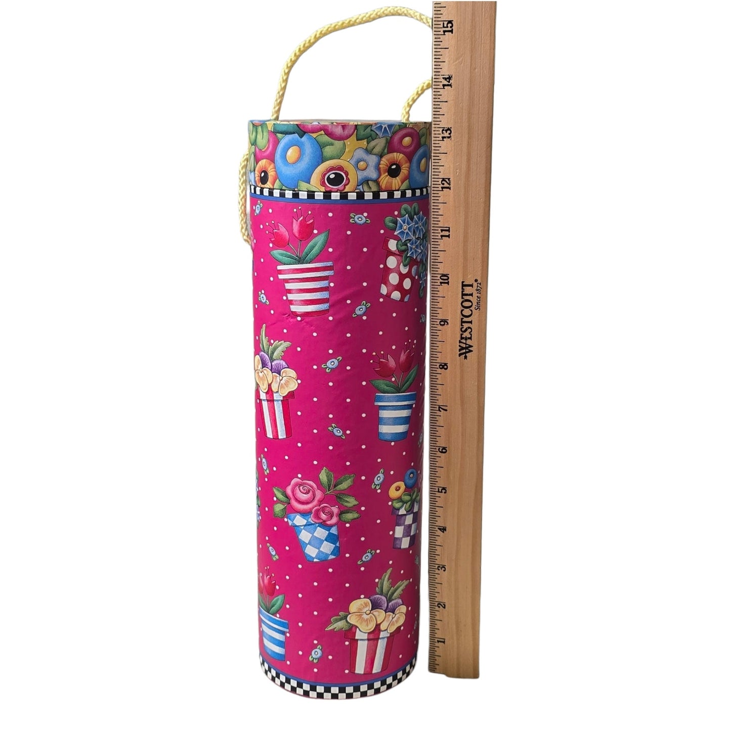 Mary Engelbreit Wine Box Carrier Tube Wine Gift Box Flower Pots Pink Yellow
