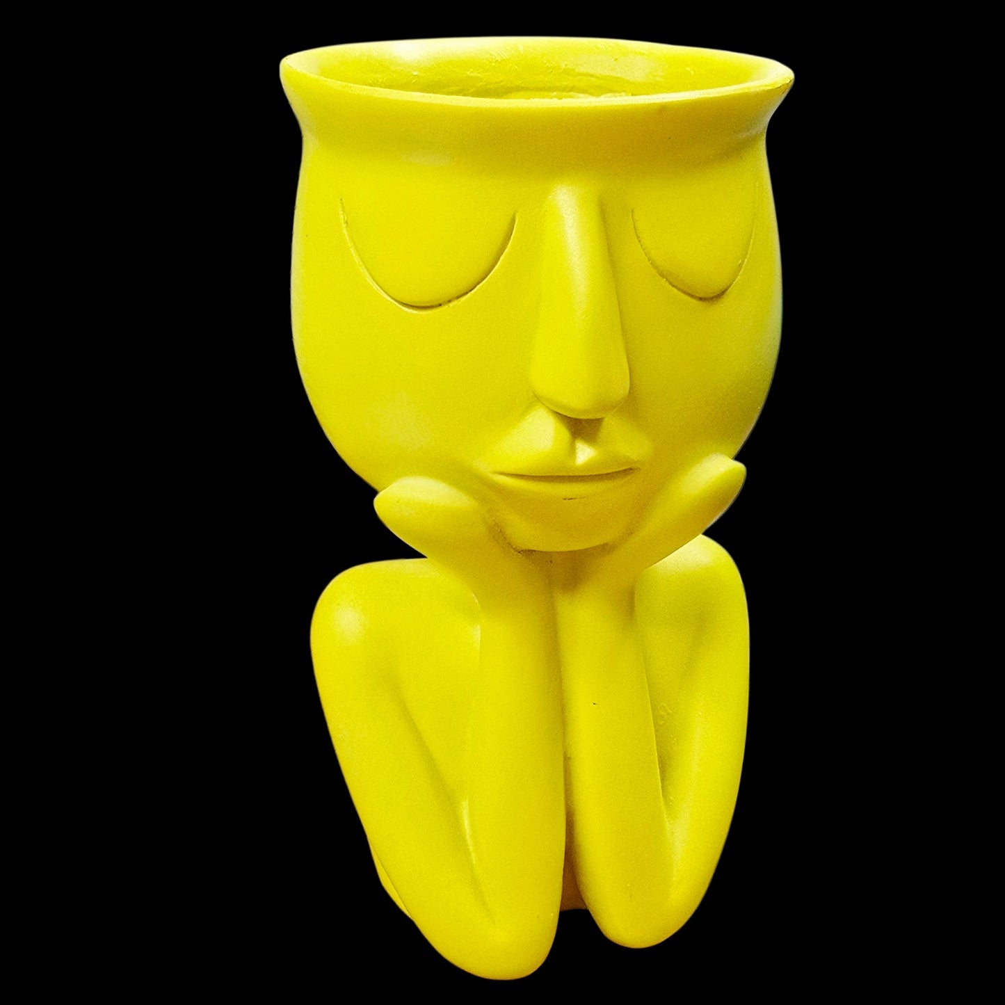 Quirky Yellow Ceramic Face Vase, Fun Home & Desk Decor, Succulent Pot Flower Pot