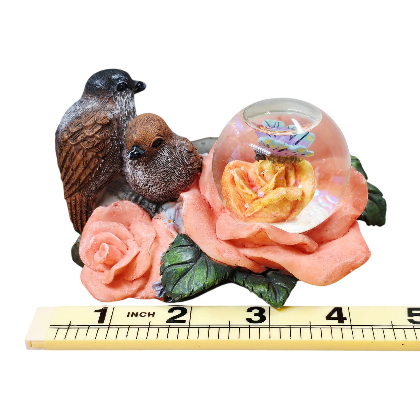 Young’s Inc Resin Bird Rose Figurine Mini Snow Globe Fairy Floral Home Decor