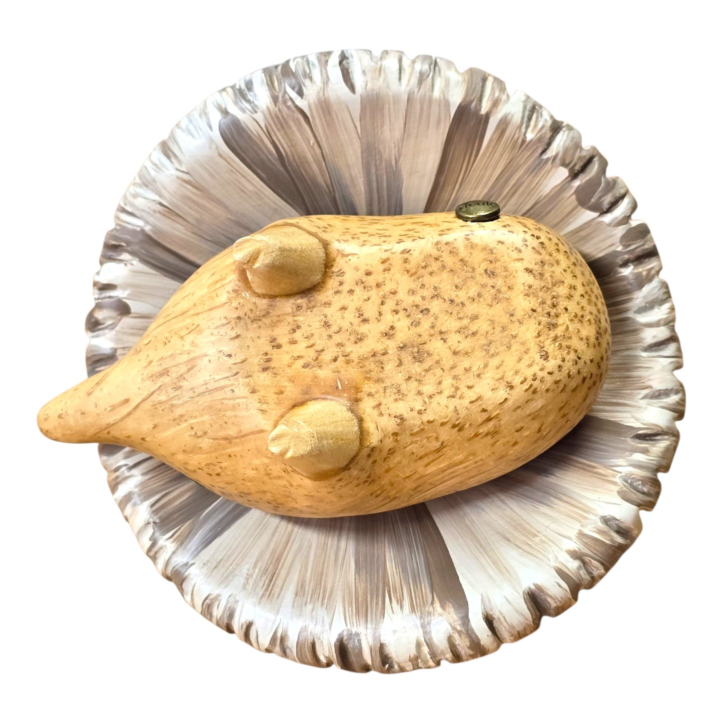 DCUK Wooden Hedgehog Mushroom Toadstool Cap Hand Carved Painted Figurine