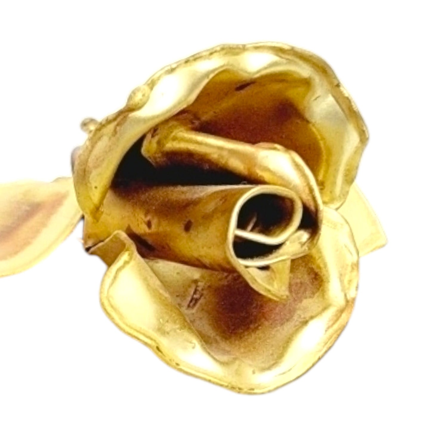 Vintage Gold Tone Handmade Metal Rose 5" L