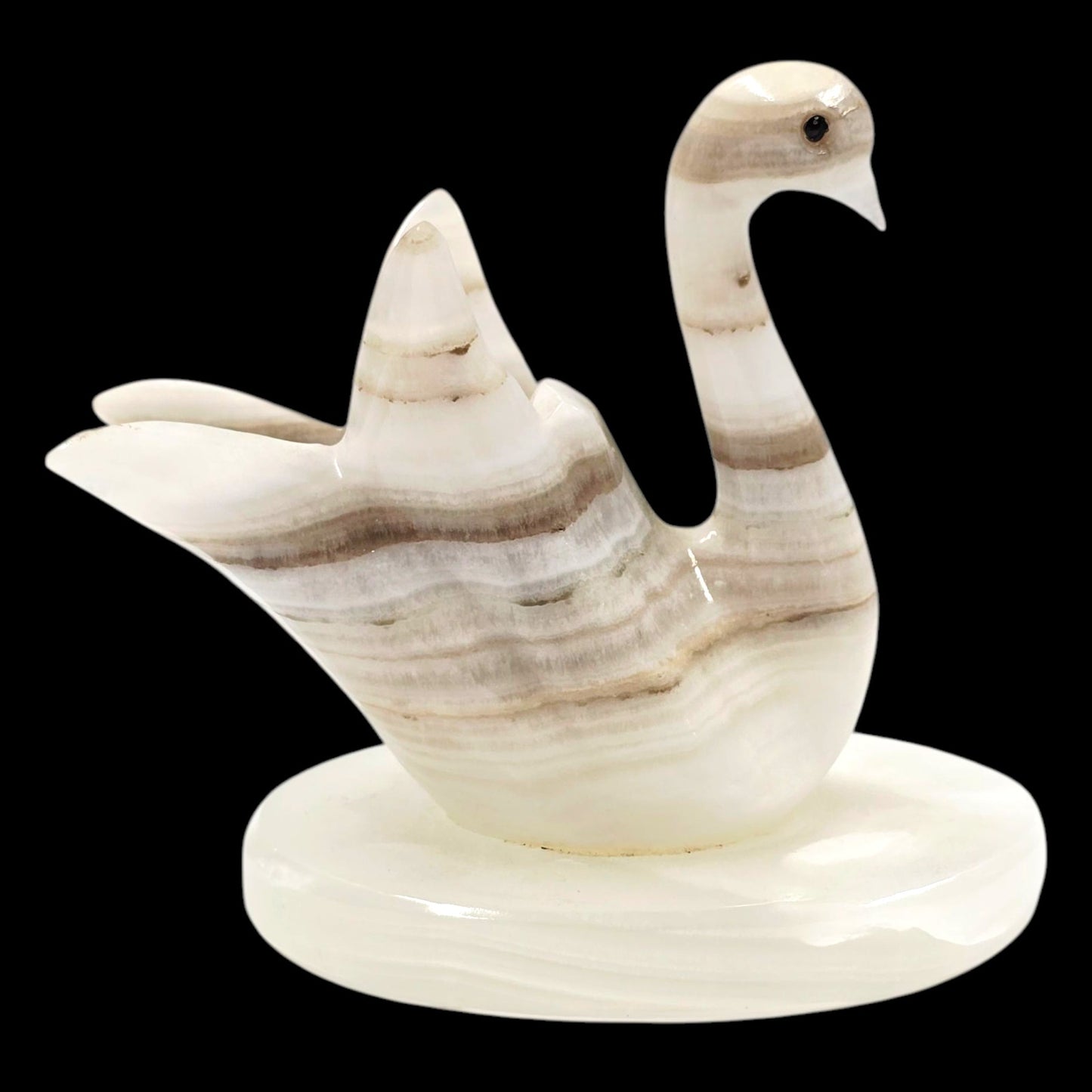 Vintage Onyx Swan Pen Holder, Cigarette Stem Holder, Candle Holder, Paperweight