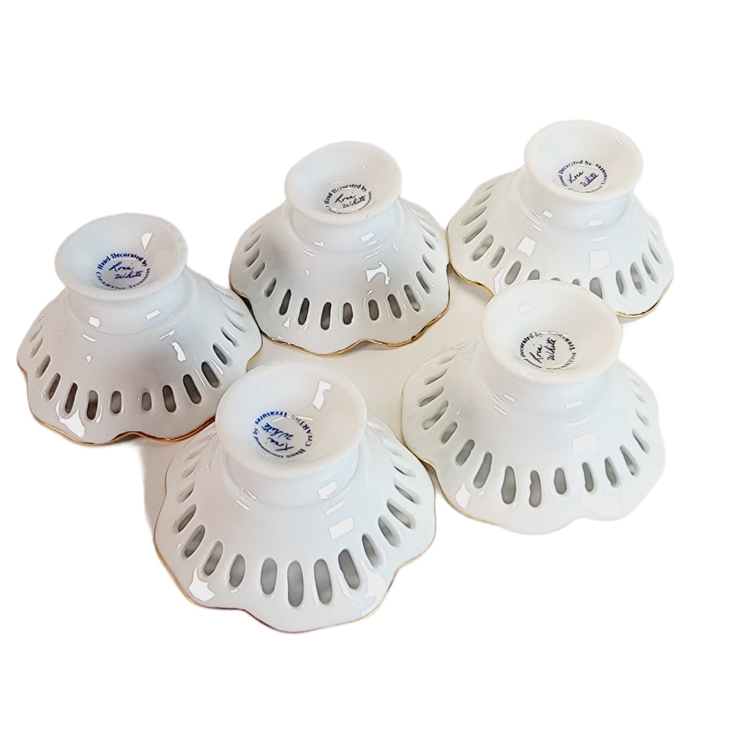 Set of 5 Tiny Sugar Pedestals Chocolate Dinner Mint Dish by Lois White CreARTive Treasures