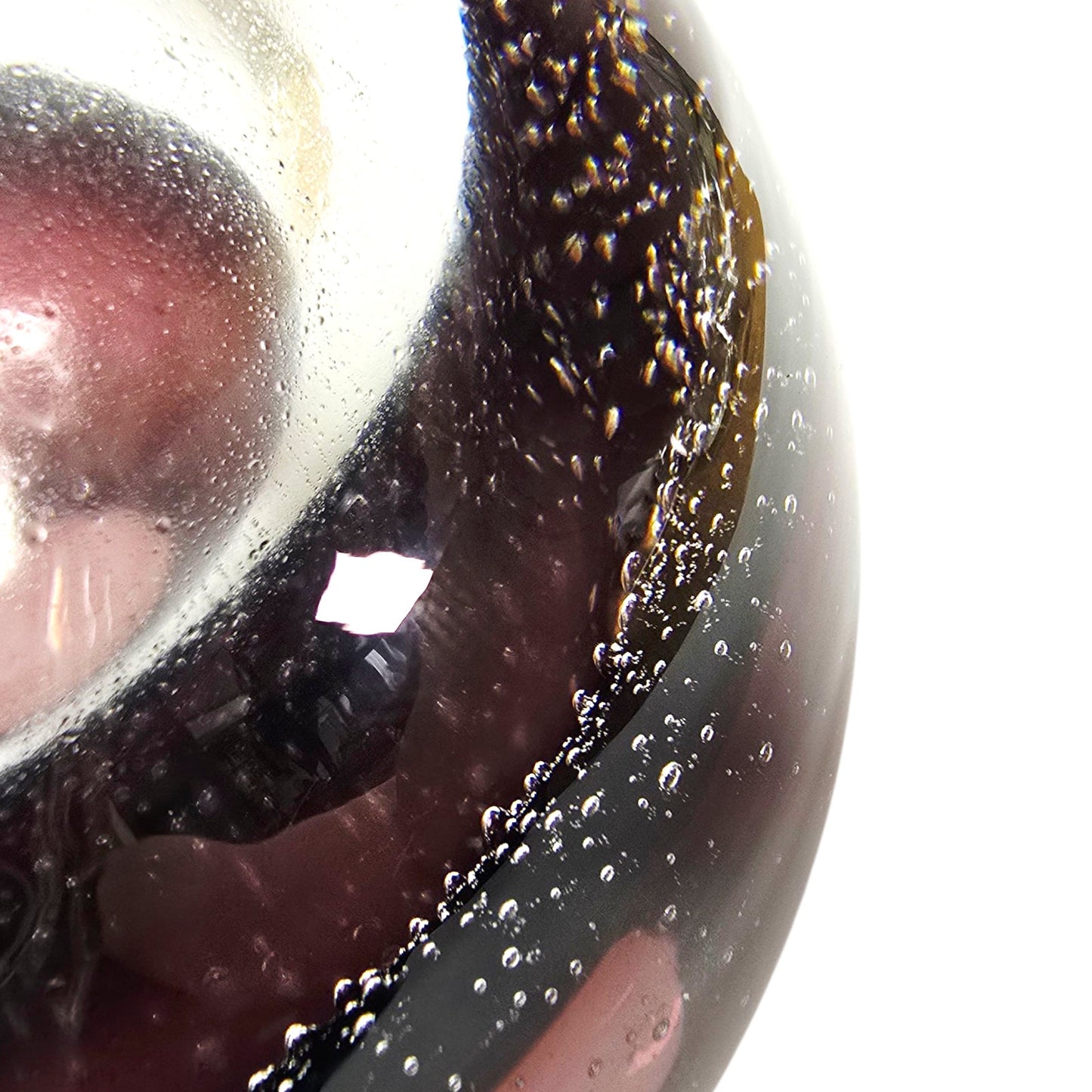 Polish Art Glass Orb Oil Lamp Paperweight Purple Glass Control Bubbles