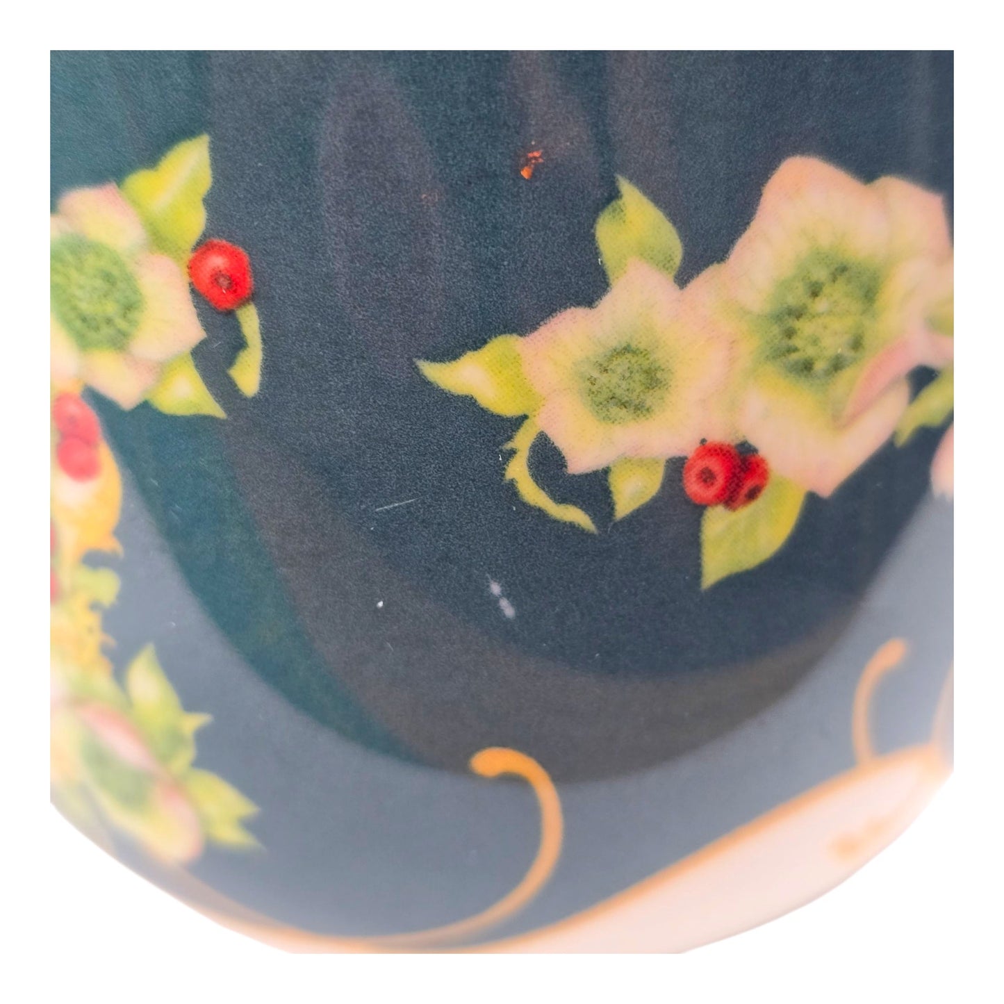 Anthropologie L Mug Monogram Leopard Lou Rota Floral Cup Gold Handle Boho-chic