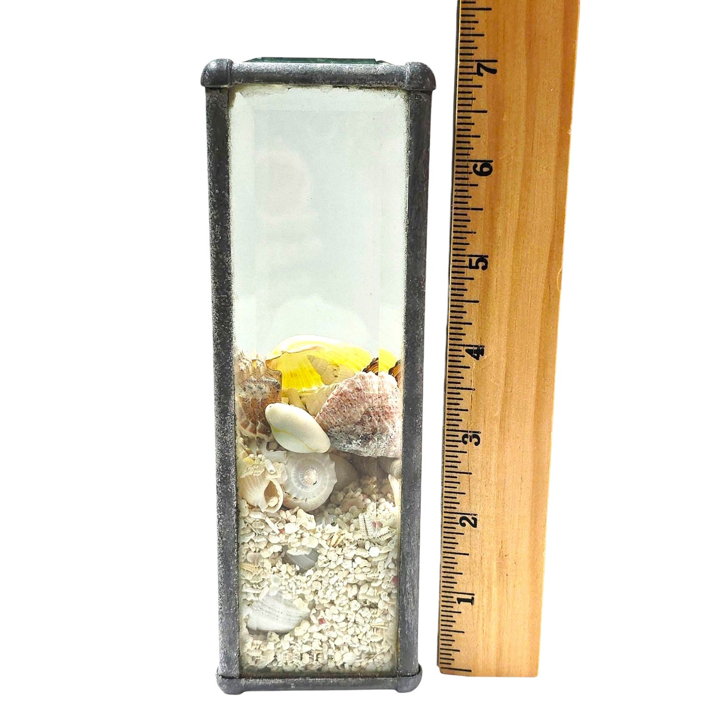 Sand & Shells Beveled Glass Seascape Sand and Shells Paperweight Coastal Decor
