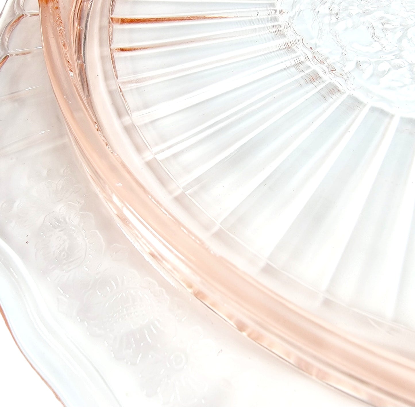 AS IS Vtg Pink Depression Glass Anchor Hocking Mayfair Open Rose Footed Cake Plate FLAW