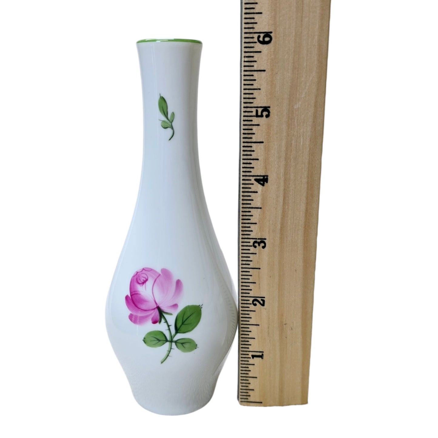 Vintage Augarten Wien Austria Vienna Rose Hand-painted Bud Vase