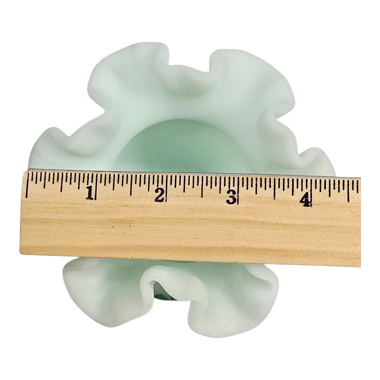 Fenton Blue Roses on Blue Satin Glass Rose Bowl - Signed