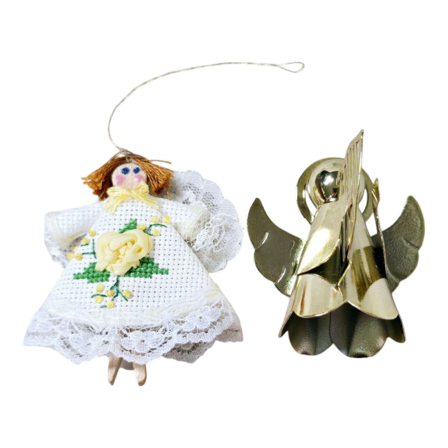 Lot of 3 Small Vintage Angel Ornament and Miniature Tree Toppers