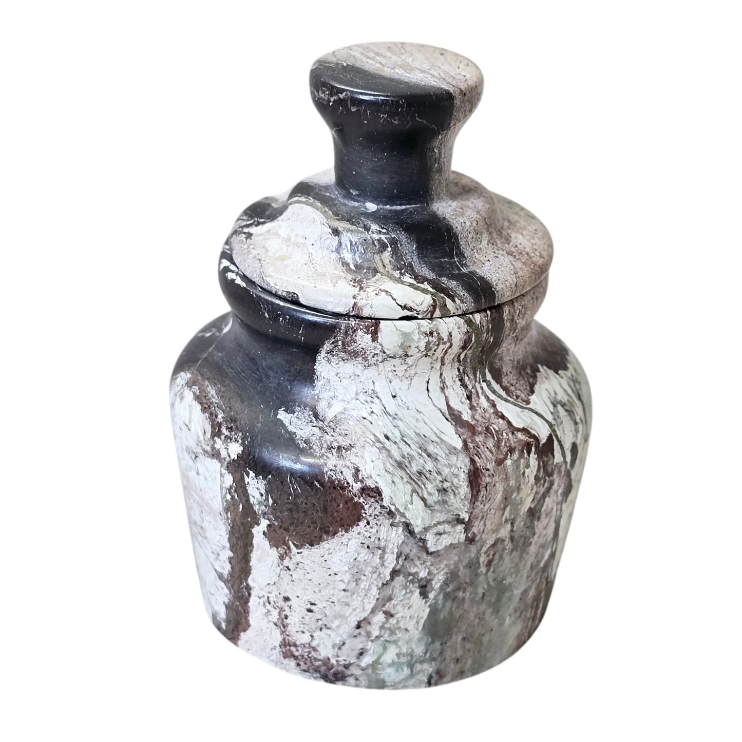 Small Decorative Marble Jar with Lid, Lidded Solid Marble Jar Trinket