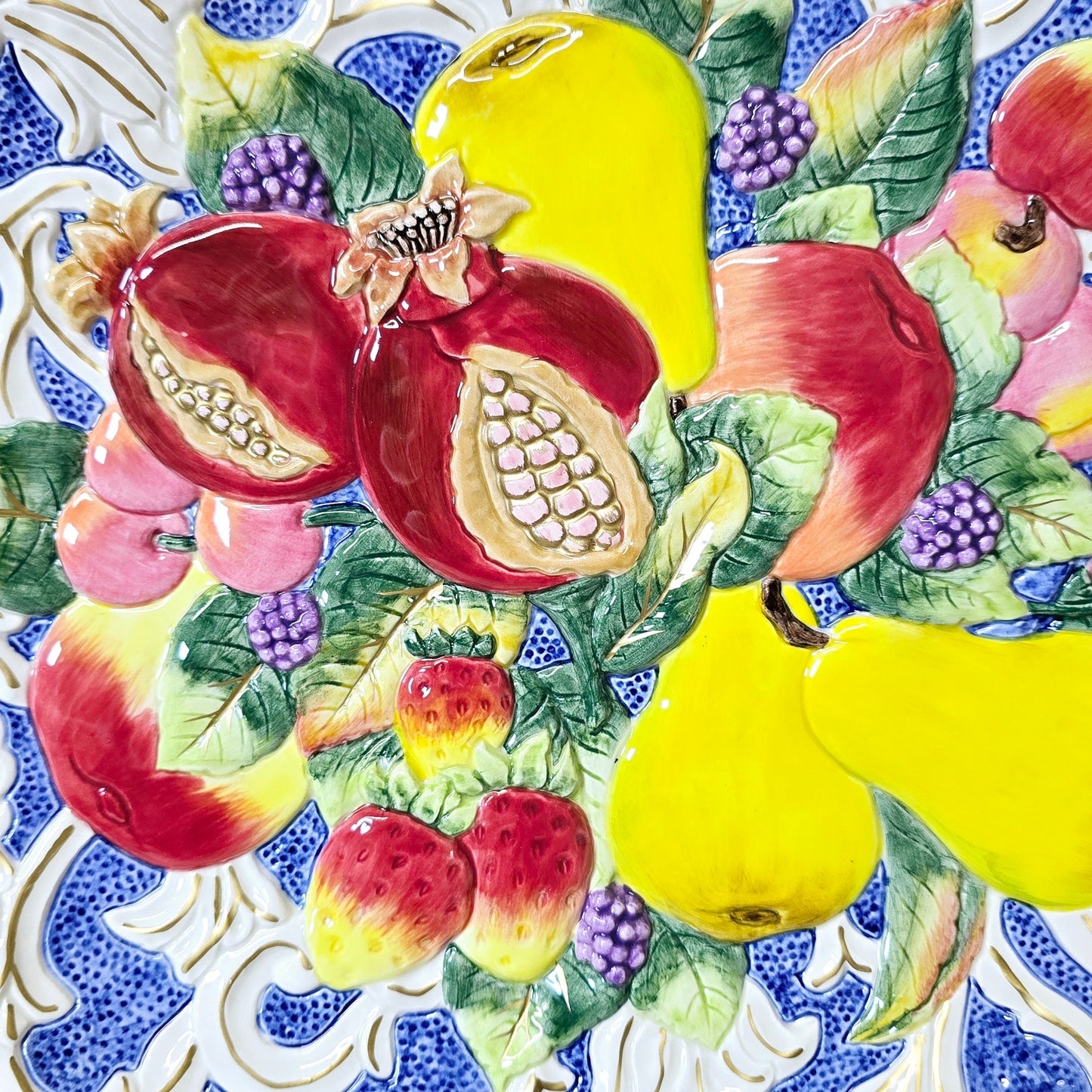 Fitz and Floyd Serving Tray Platter Wall Hanging Fruit Decor