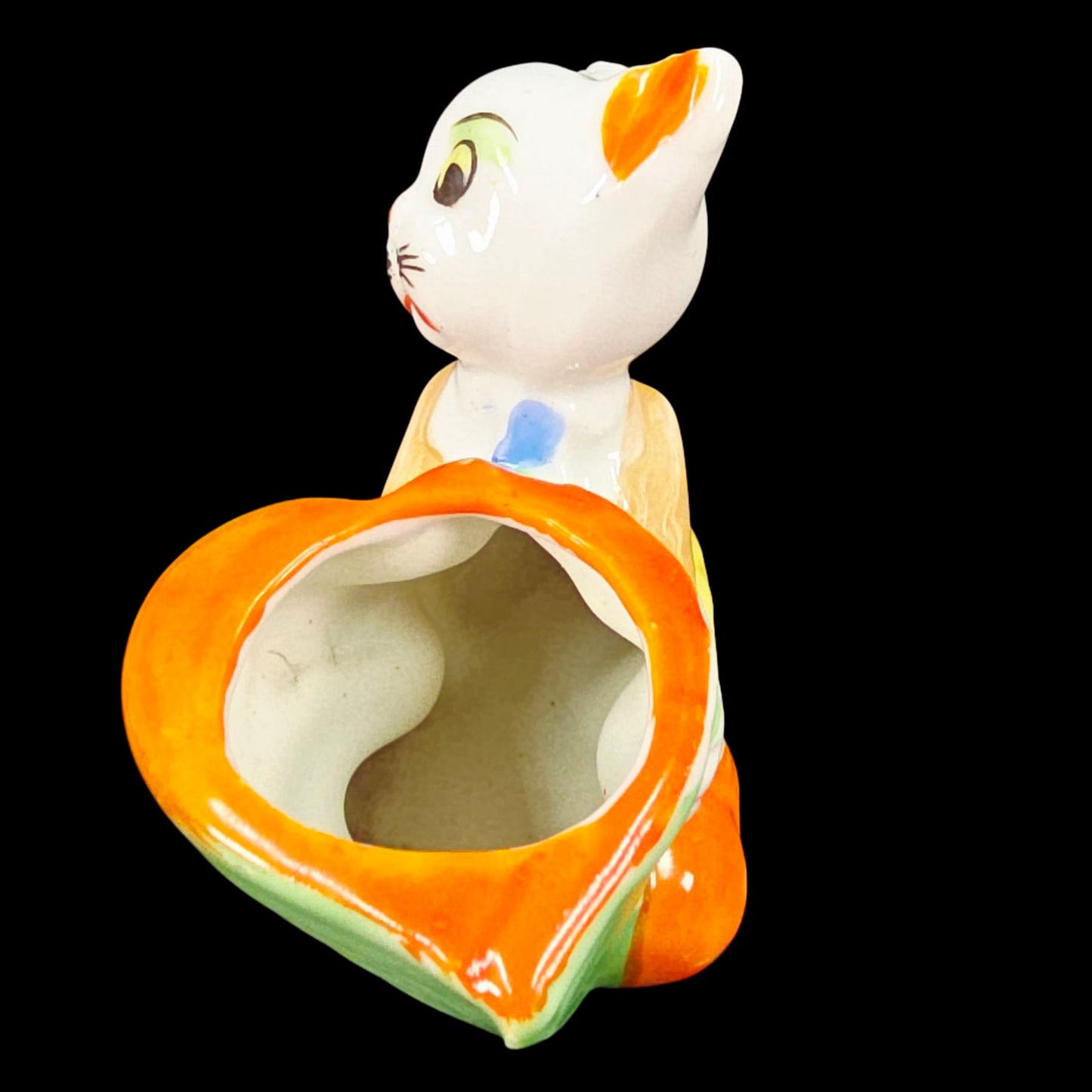 VIntage Anthropomorphic Cat Figurine, Planter / Pin Cushion Made in Japan 1950s Lusterware
