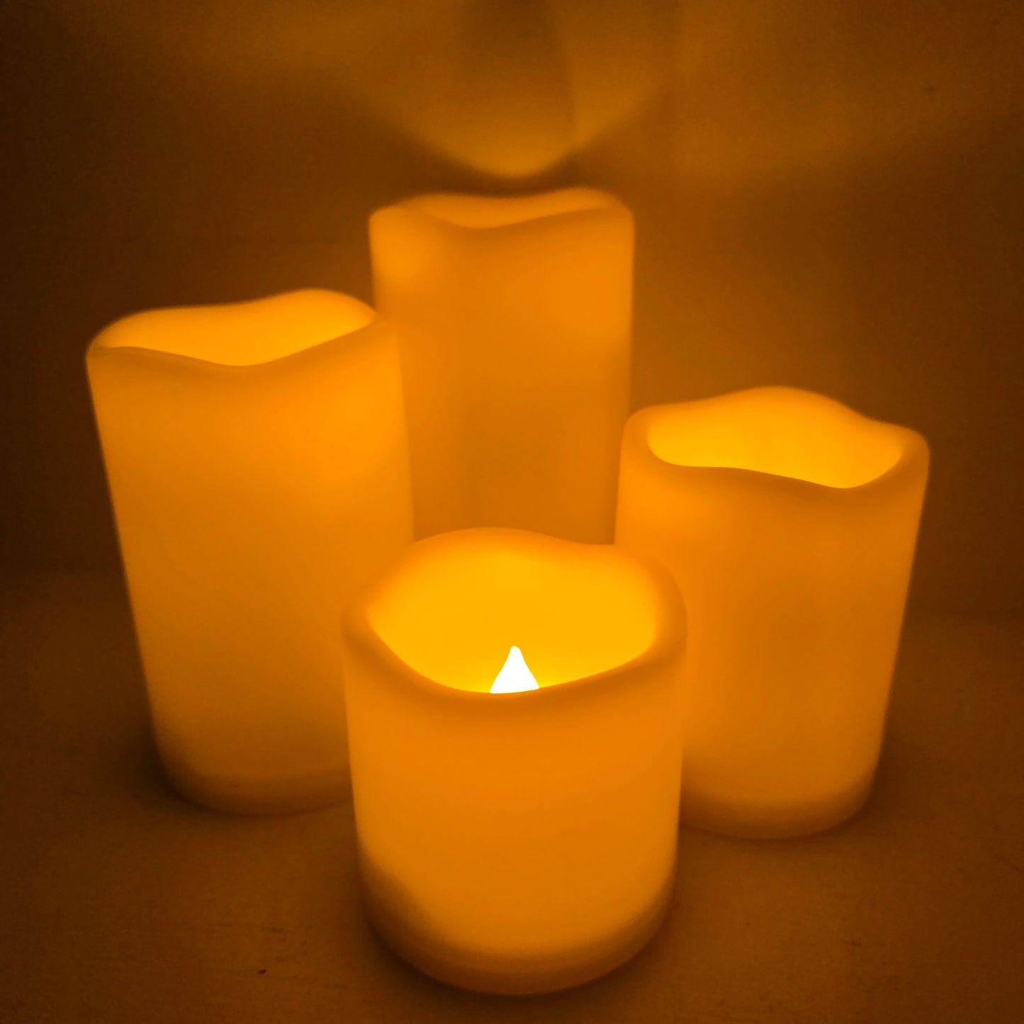 Flameless LED Candles Indoor Outdoor Plastic, Battery-Operated, Set of 4 Pillar