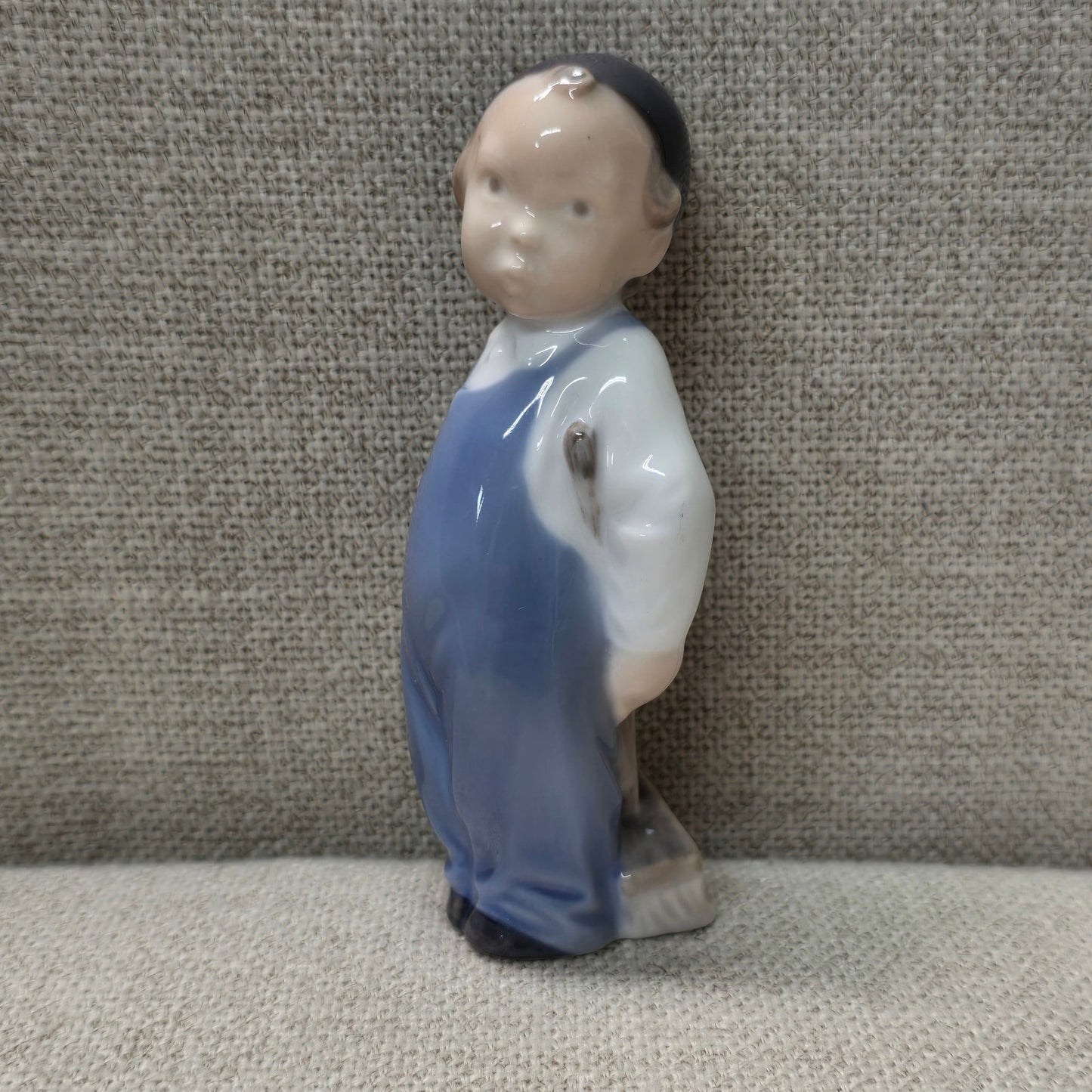 Royal Copenhagen Boy With Broom Figurine #3250 Denmark Porcelain Child Figure