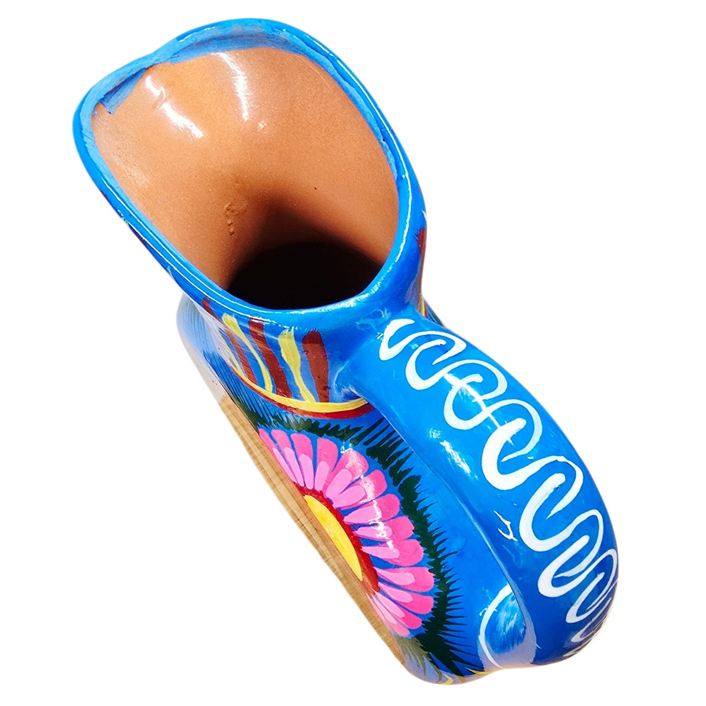 Hand Painted Mexican Folk Art Vase Tenoch Jarrito Planchado Frida Kahlo Style