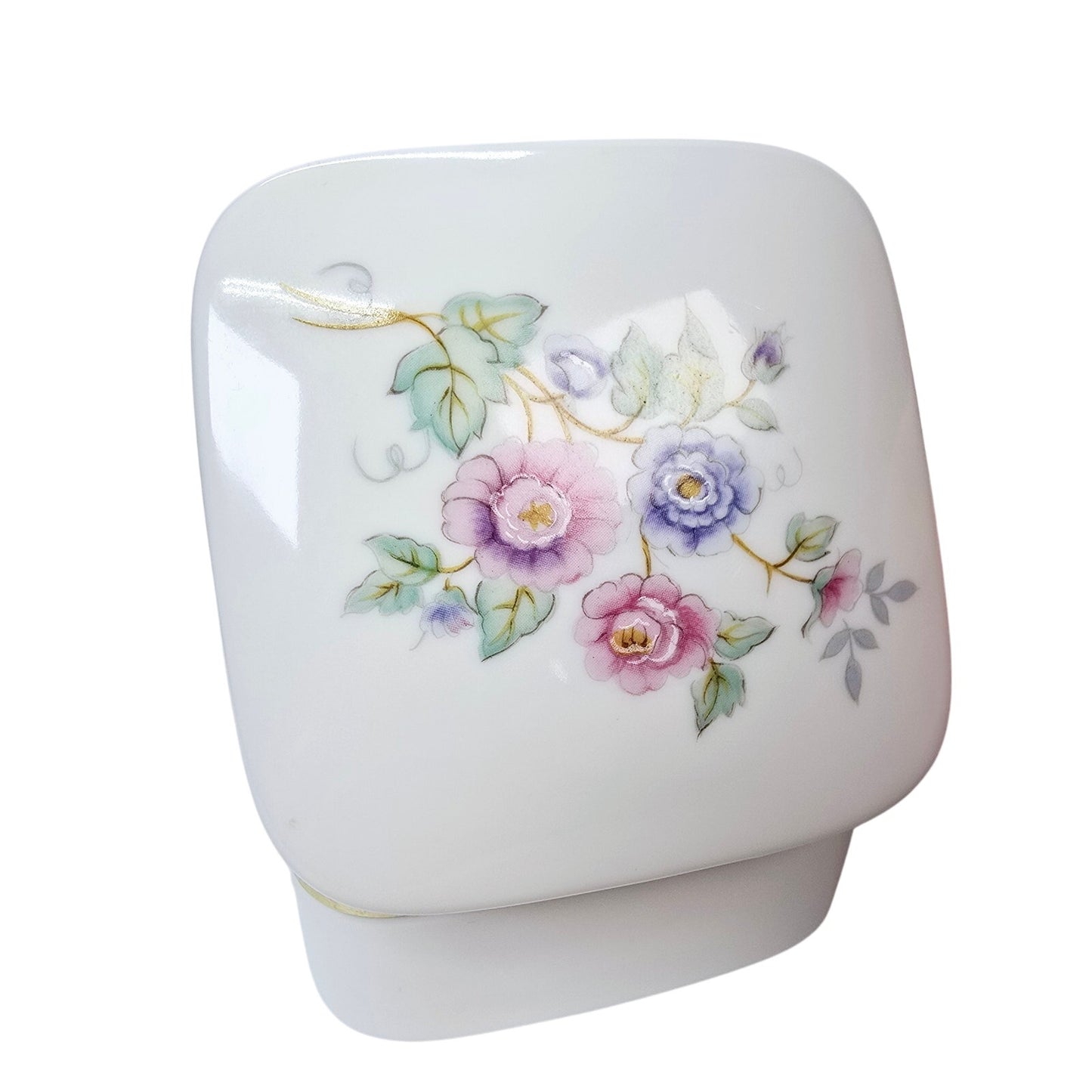 Rounded Square Floral Trinket Box Made in Japan