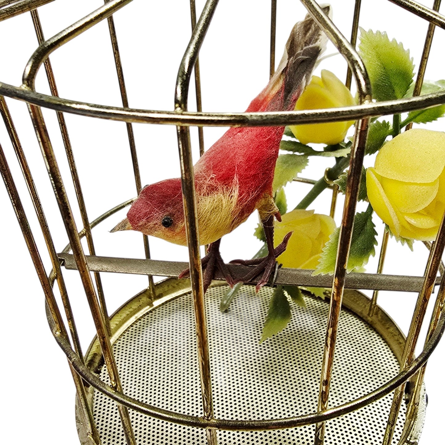 Mid-Century Vintage Singing Bird Cage Toy Music Chirping Bird 9V Battery Works!