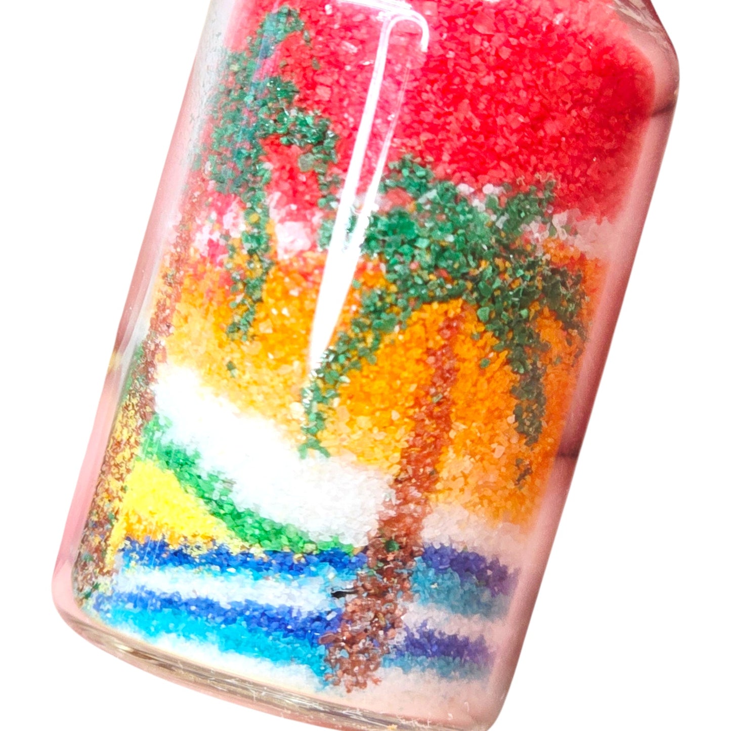 Hawaii Sand Art Bottle Tropical Palm Beach Sunset Scene Corked Glass Keepsake