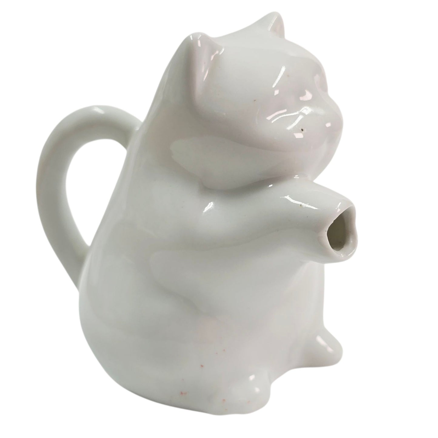 Tiny Kitty Cat Creamer White Porcelain Cat Creamer Mini Pitcher