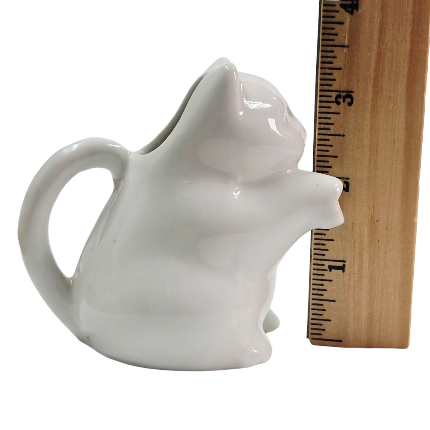 Tiny Kitty Cat Creamer White Porcelain Cat Creamer Mini Pitcher