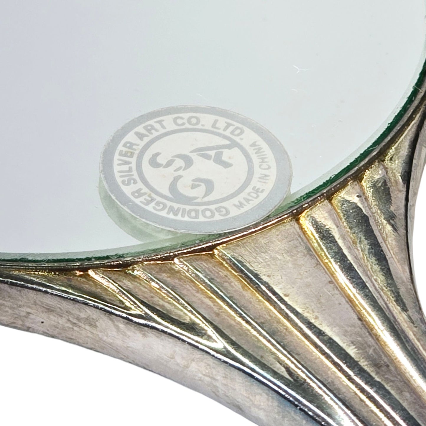 Vintage Godinger Silver Art Co Handheld Silver Plated Mirror Art Deco Design