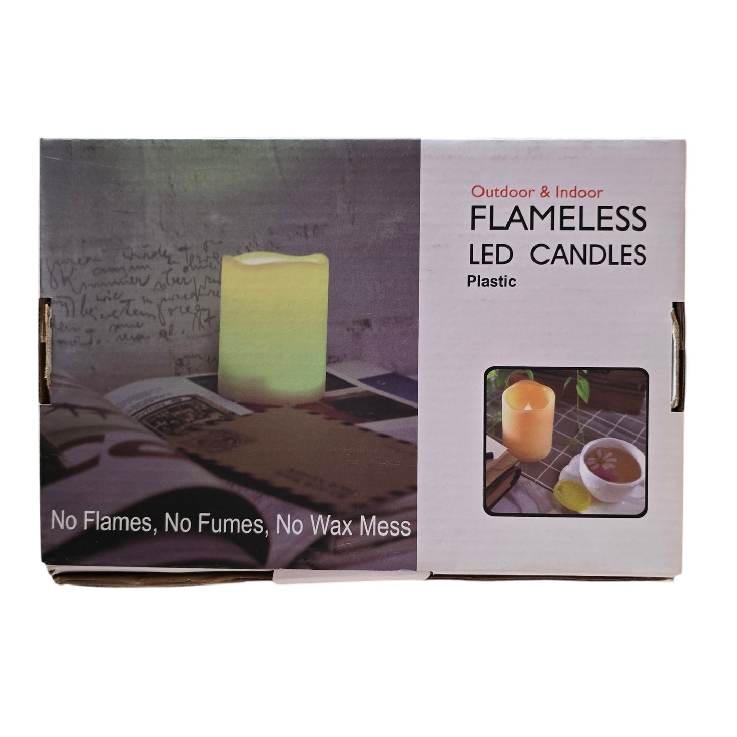 Flameless LED Candles Indoor Outdoor Plastic, Battery-Operated, Set of 4 Pillar