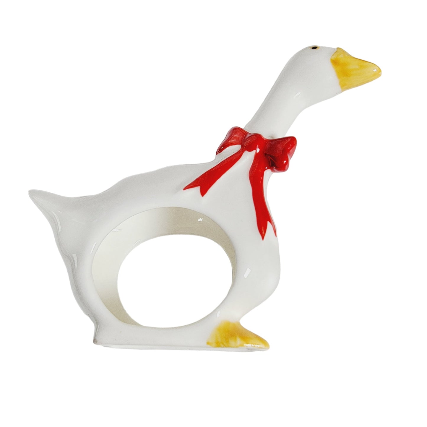 Set of 10 Vintage Geese Napkin Rings Holders, Red Ribbon Goose, Cottage Core
