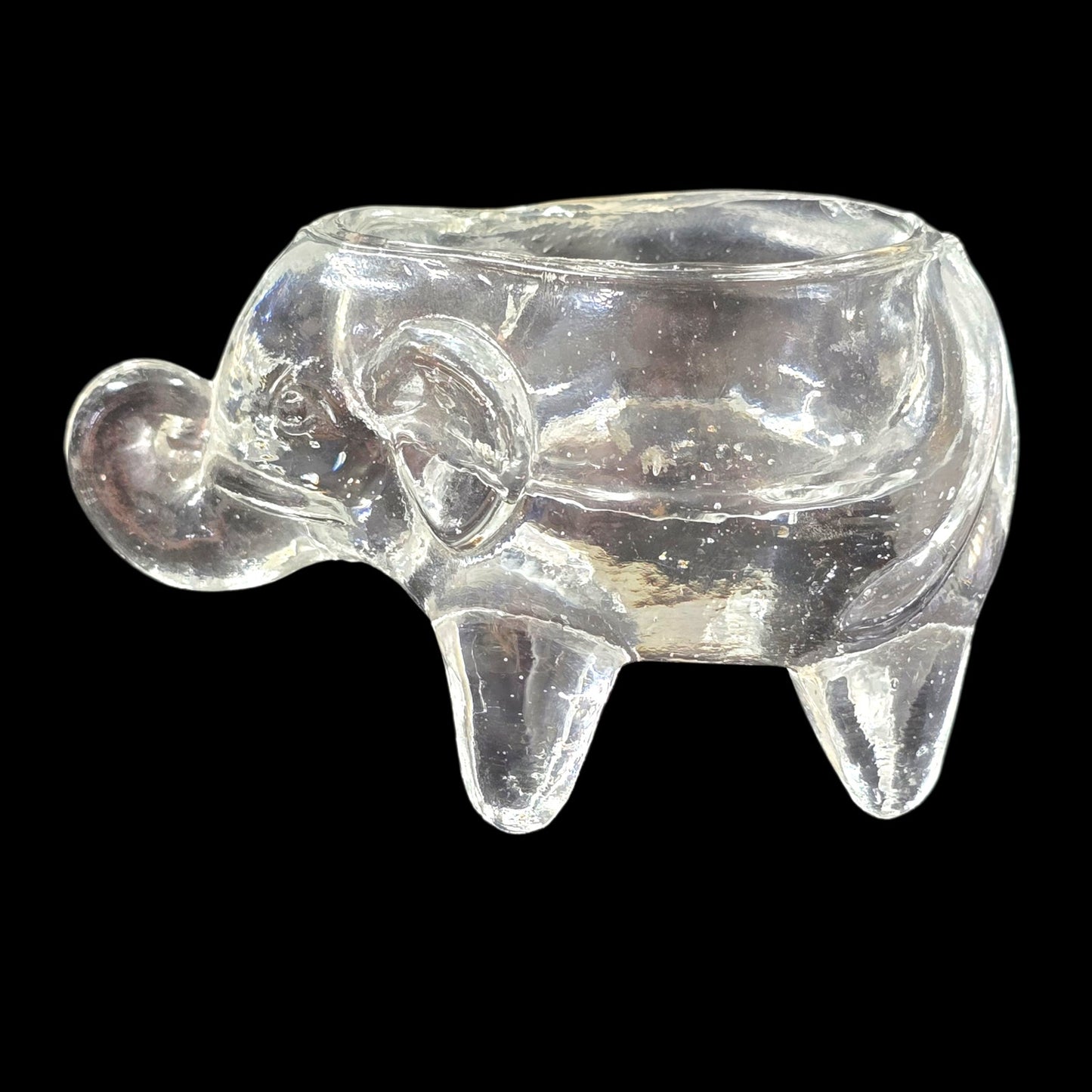(Reserved for Customer) Vintage Pressed Glass Elephant Trinket / Salt Cellar