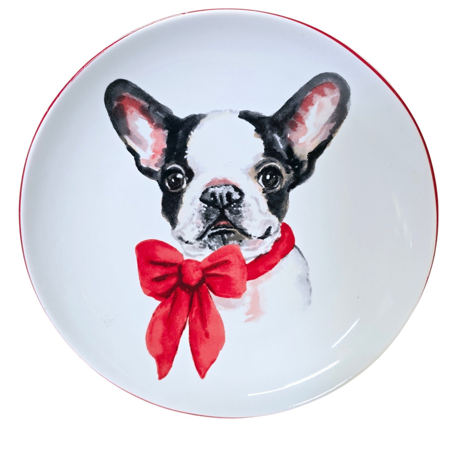 Pier 1 French Bulldog Puppy and Beagle Puppy Christmas Salad Appetizer Plate
