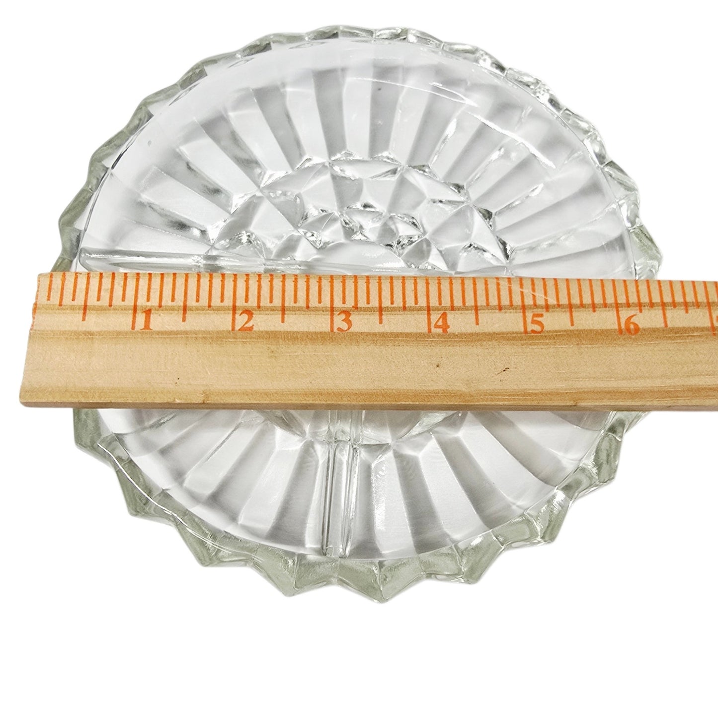 Vintage Pressed Glass Divided Relish Dish Clear Sunburst Pattern AS IS Read