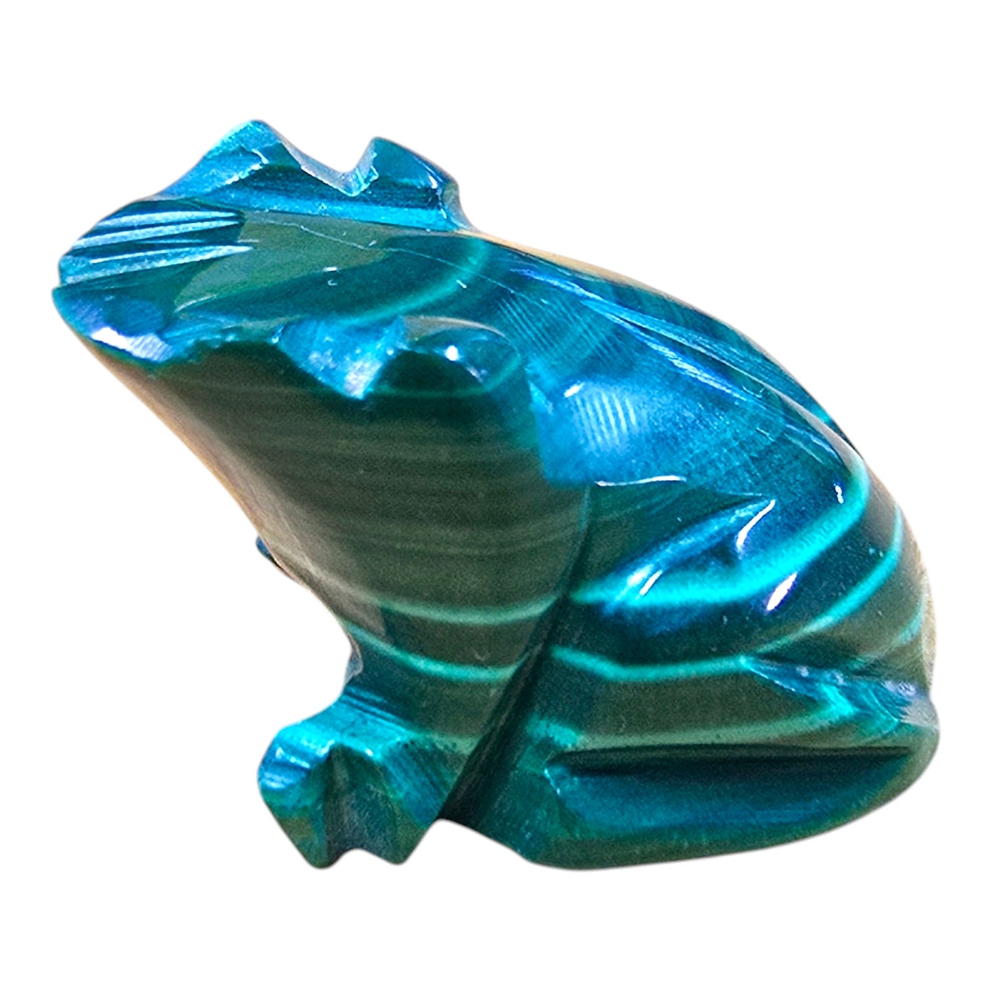 Vintage Tiny Malachite Frog Figurine FLAW, See details