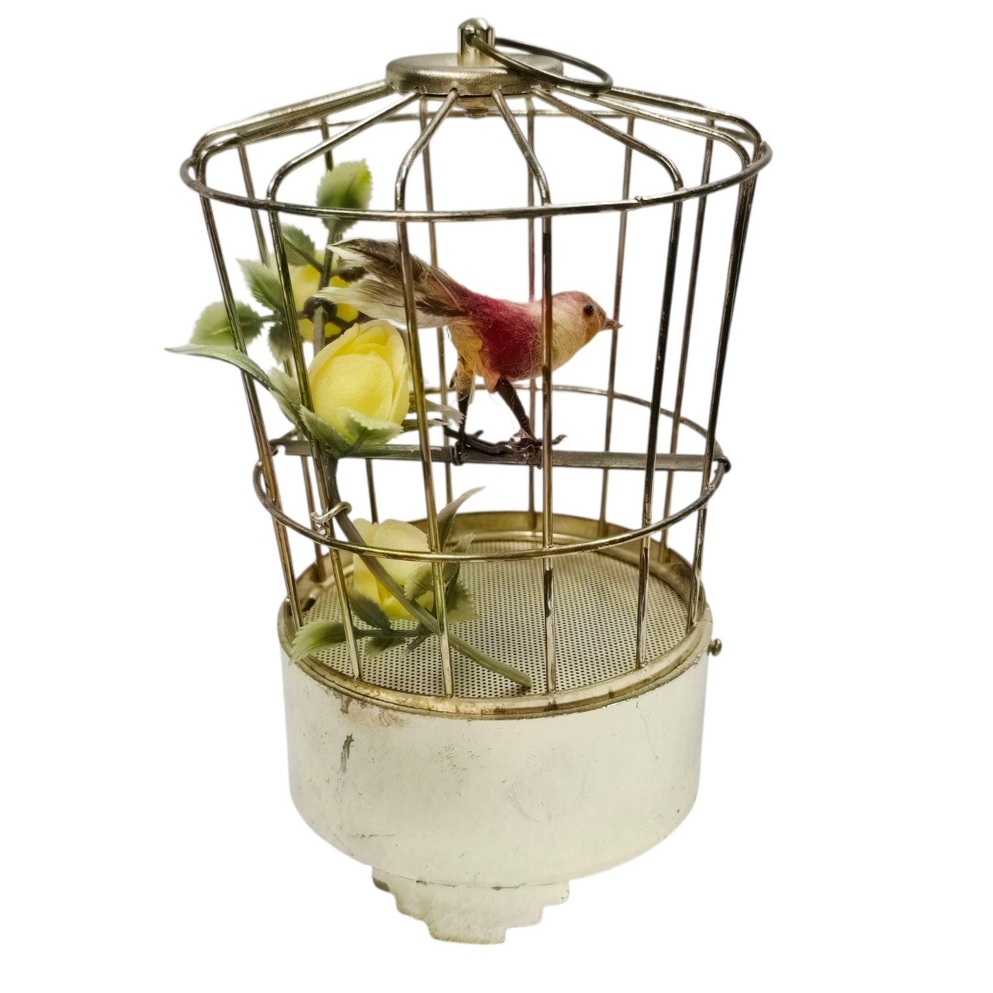 Mid-Century Vintage Singing Bird Cage Toy Music Chirping Bird 9V Battery Works!